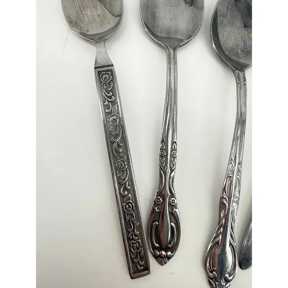 Vintage Mismatched Flatware Spoons Lot Of 6 Jewelry Crafts Wind Chime Ornate